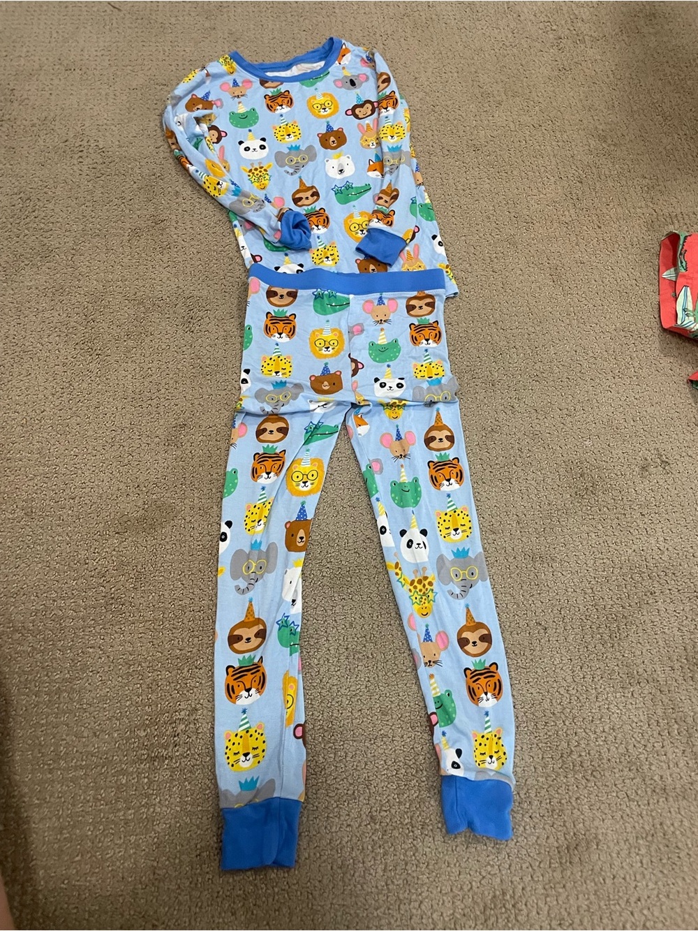 Little Sleepies Light Blue Animal Faces Pajama Set 5/6